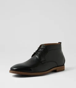 COLORADO Boots|Dress Shoes-Lavra Black Tumble Leather Lace Up Boots