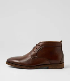 COLORADO Boots|Dress Shoes-Lavra Cognac Tumble Leather Lace Up Boots