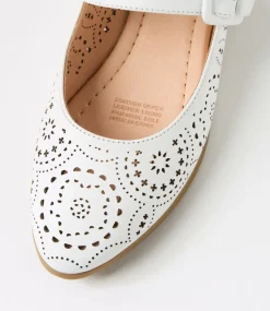Women DIANA FERRARI Flats-Layah White Leather Flat Shoes