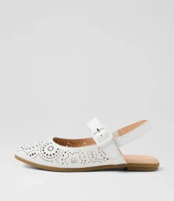 Women DIANA FERRARI Flats-Layah White Leather Flat Shoes