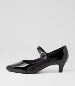 Women SUPERSOFT Comfort|Mary Janes-Lays Black Covered Heel Patent Leather Heels