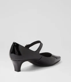 Women SUPERSOFT Comfort|Mary Janes-Lays Black Covered Heel Patent Leather Heels