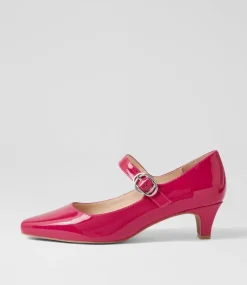 Women SUPERSOFT Comfort|Mary Janes-Lays Dark Fuchsia Covered Patent Leather Mary Jane Heels