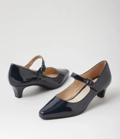 Women SUPERSOFT Comfort|Mary Janes-Lays Navy Covered Patent Leather Mary Jane Heels