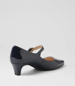 Women SUPERSOFT Comfort|Mary Janes-Lays Navy Covered Patent Leather Mary Jane Heels