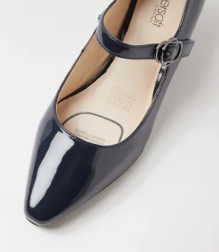 Women SUPERSOFT Comfort|Mary Janes-Lays Navy Covered Patent Leather Mary Jane Heels