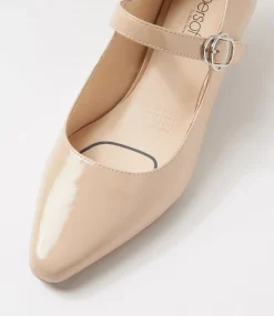 Women SUPERSOFT Comfort|Mary Janes-Lays Nude Covered Patent Leather Mary Jane Heels