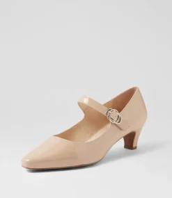 Women SUPERSOFT Comfort|Mary Janes-Lays Nude Covered Patent Leather Mary Jane Heels