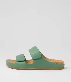 Women DIANA FERRARI Flats|Sandals-Leef Green Leather Sandals