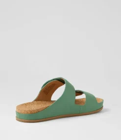 Women DIANA FERRARI Flats|Sandals-Leef Green Leather Sandals