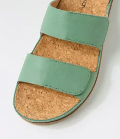 Women DIANA FERRARI Flats|Sandals-Leef Green Leather Sandals