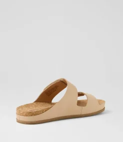 Women DIANA FERRARI Flats|Sandals-Leef Nougat Leather Sandals