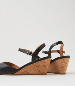 Women DIANA FERRARI Heels-Leisal Black Cork Leather Heels