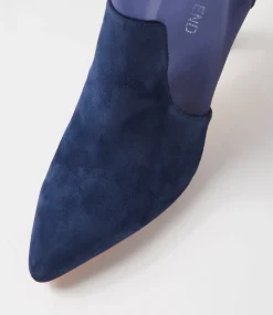 Women TOP END Boots-Lenka Navy Suede Mesh Ankle Boots