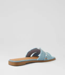Women TOP END Flats|Slides-Lennox Light Denim Fabric Slides