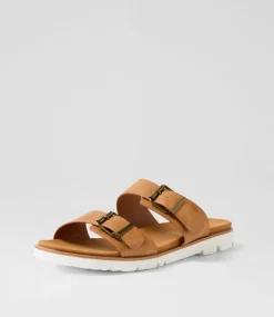 Women I LOVE BILLY Slides|Flats-Lertol Tan Slides