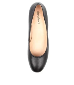 Women DIANA FERRARI Wedges|Heels-LESPIE BLK-NAT HEEL LTHER