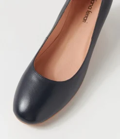 Women DIANA FERRARI Wedges|Heels-LESPIE DF NAVY NATURAL HEEL LEATHER
