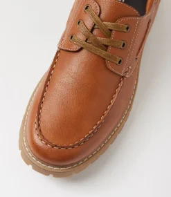 UNCUT Casuals-Lexlen Tan Lace Up Flats