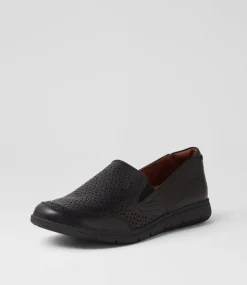 Women COB HILL Wedges|Flats-Lidia Slip On Black Burnished Leather Flat Shoes