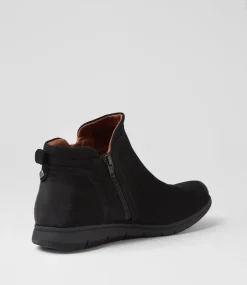 Women COB HILL Boots-Lidia Zip Black Burnished Leather Ankle Boots