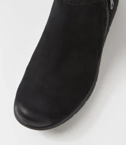 Women COB HILL Boots-Lidia Zip Black Burnished Leather Ankle Boots