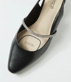 Women SUPERSOFT Heels-Lilium Black Leather Jewels Heels