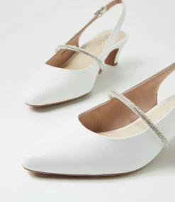 Women SUPERSOFT Comfort|Heels-Lilium White Leather Jewels Heels