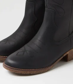 Women COLORADO Boots|Comfort-Limit Black Pull Up Leather Calf Boots
