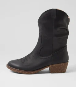 Women COLORADO Boots|Comfort-Limit Black Pull Up Leather Calf Boots