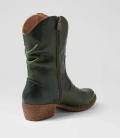 Women COLORADO Boots|Comfort-Limit Forest Green Crazyhorse Leather Calf Boots