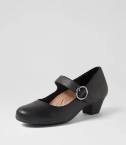 Women SUPERSOFT Comfort|Mary Janes-Limited Black Leather Heels
