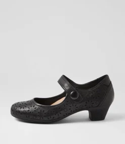 Women SUPERSOFT Comfort|Heels-Lindeal Black Leather Heels