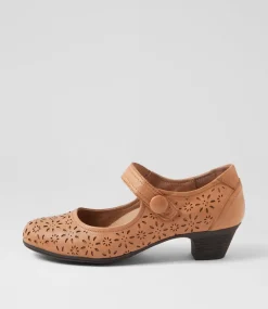 Women SUPERSOFT Comfort|Heels-Lindeal Dark Tan Leather Heels