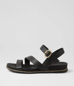 Women SUPERSOFT Comfort|Flats-Lindi Black Leather Sandals