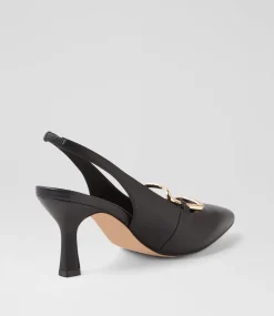 Women TOP END Dress|Heels-Linky Black Leather Heels