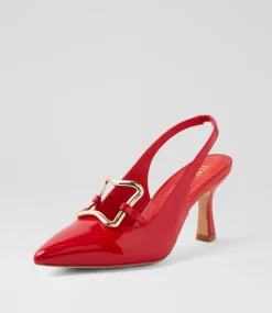 Women TOP END Heels-Linky New Red Patent Leather Heels