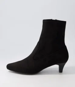 Women SUPERSOFT Boots|Comfort-Linsai Black Stretch Microsuede Ankle Boots