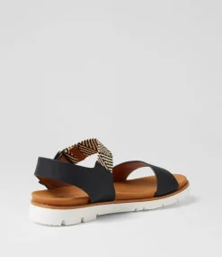 Women I LOVE BILLY Flats|Sandals-Lintee Black Elastic Sandals
