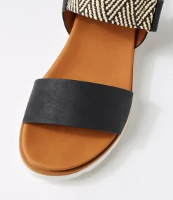 Women I LOVE BILLY Flats|Sandals-Lintee Black Elastic Sandals