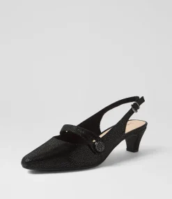 Women SUPERSOFT Comfort|Heels-Lisshle2 Black Dot Suede Heels