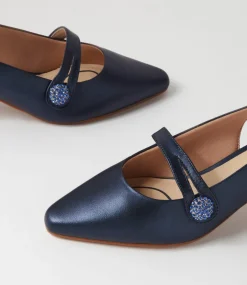 Women SUPERSOFT Comfort|Heels-Lisshle2 Blue Metallic Leather Heels