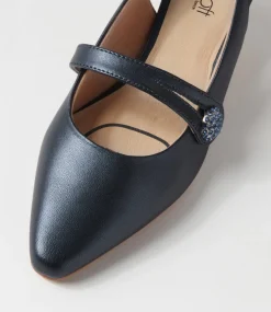 Women SUPERSOFT Comfort|Heels-Lisshle2 Blue Metallic Leather Heels