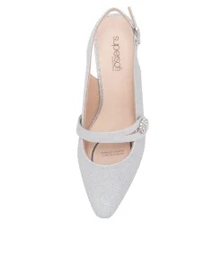 Women SUPERSOFT Comfort|Heels-Lisshle2 Silver Suede Heels