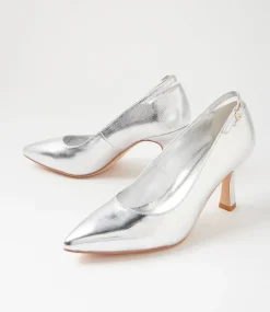 Women TOP END Heels-Lissia Silver Lizard Leather Pump Heels