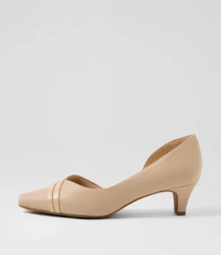 Women SUPERSOFT Comfort|Heels-Lizzis Nude Leather Patent Heels