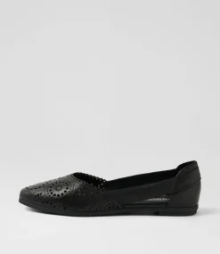 Women DIANA FERRARI Flats-Loama Black Leather Ballet Flats