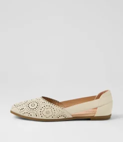 Women DIANA FERRARI Flats-Loama Cream Leather Ballet Flats