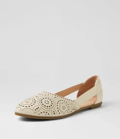 Women DIANA FERRARI Flats-Loama Cream Leather Ballet Flats