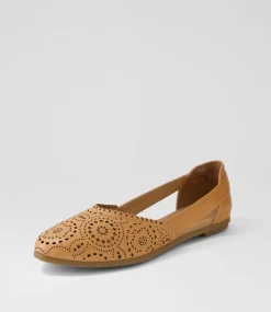 Women DIANA FERRARI Flats-Loama Dark Tan Leather Ballet Flats